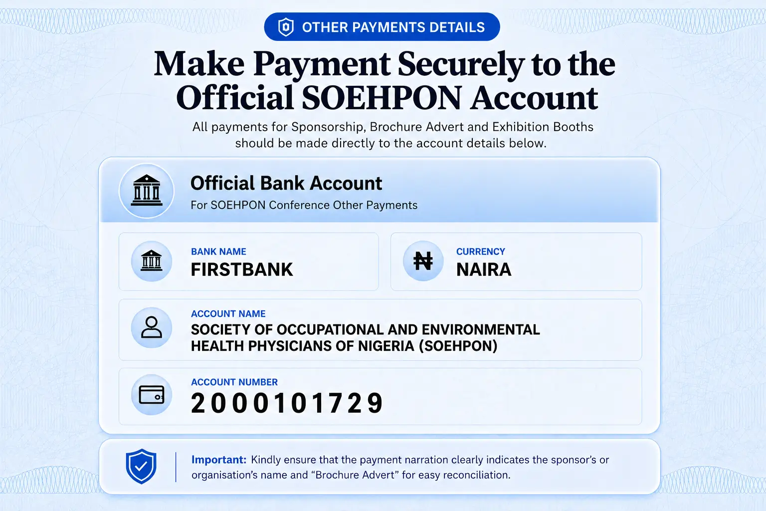 SOEHPON Bank Details
